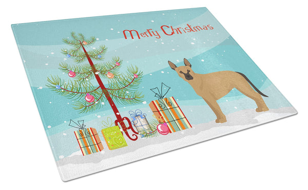 Tan German Shepherd Mastiff Mix Christmas Tree Glass Cutting Board Large CK3832LCB by Caroline's Treasures