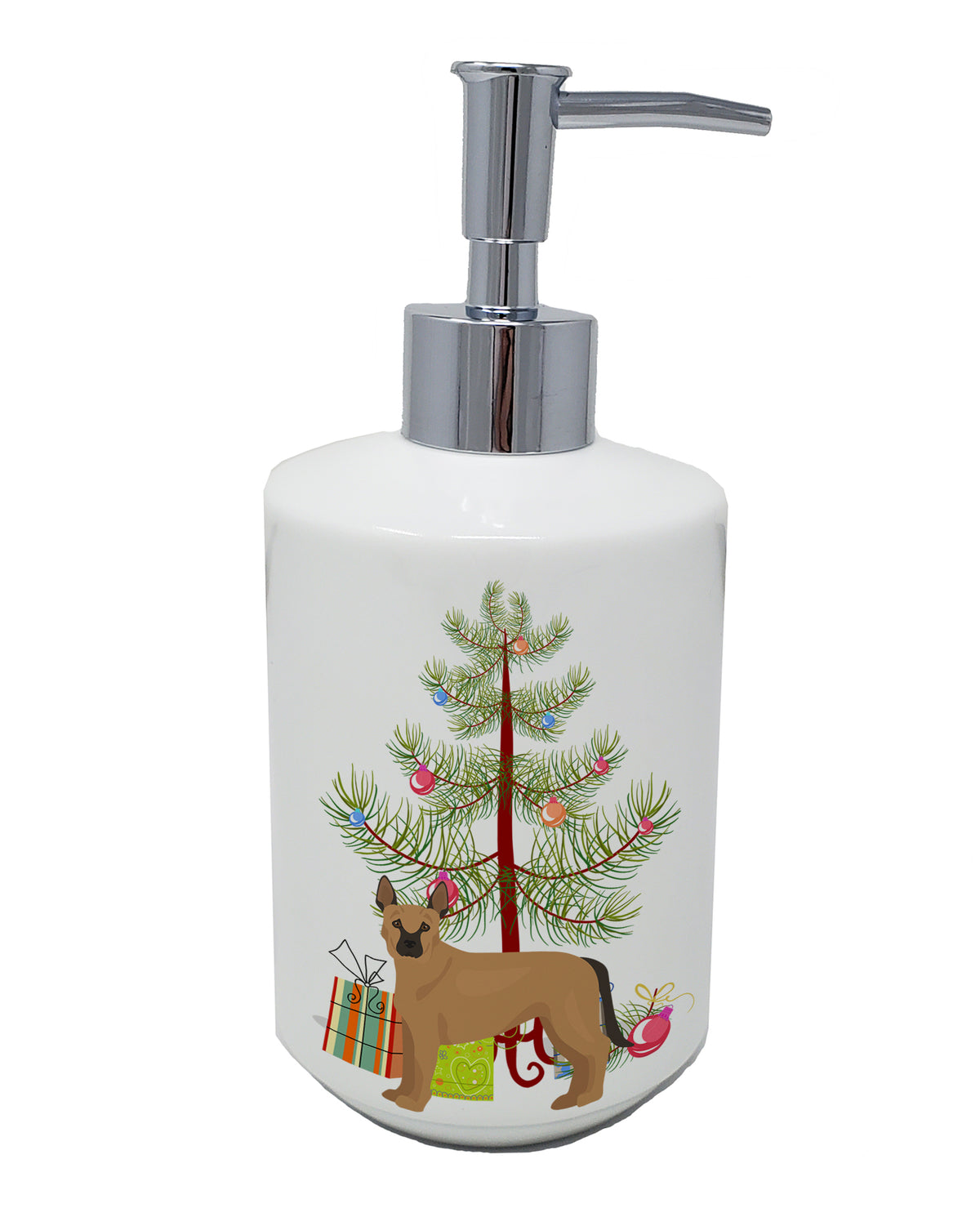 Buy this Tan German Shepherd Mastiff Mix Christmas Tree Ceramic Soap Dispenser