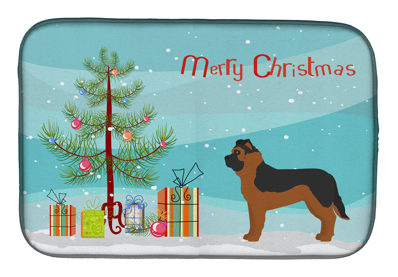 Black German Shepherd Mastiff Mix Christmas Tree Dish Drying Mat CK3833DDM