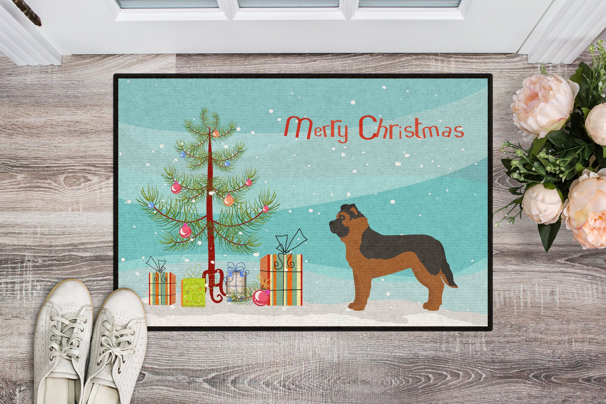Black German Shepherd Mastiff Mix Christmas Tree Indoor or Outdoor Mat 24x36 CK3833JMAT by Caroline's Treasures