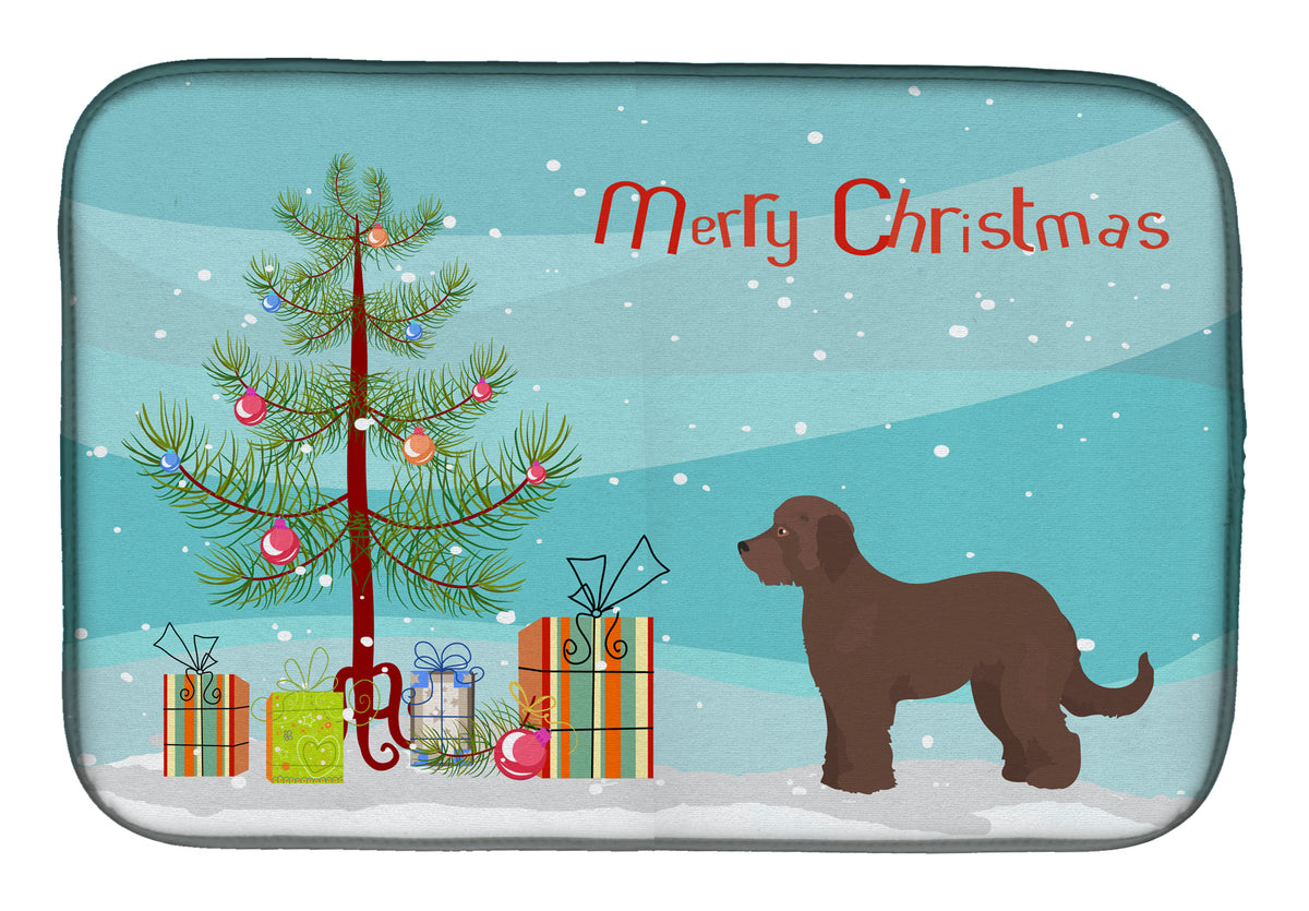 Brown Goldendoodle Christmas Tree Dish Drying Mat CK3838DDM