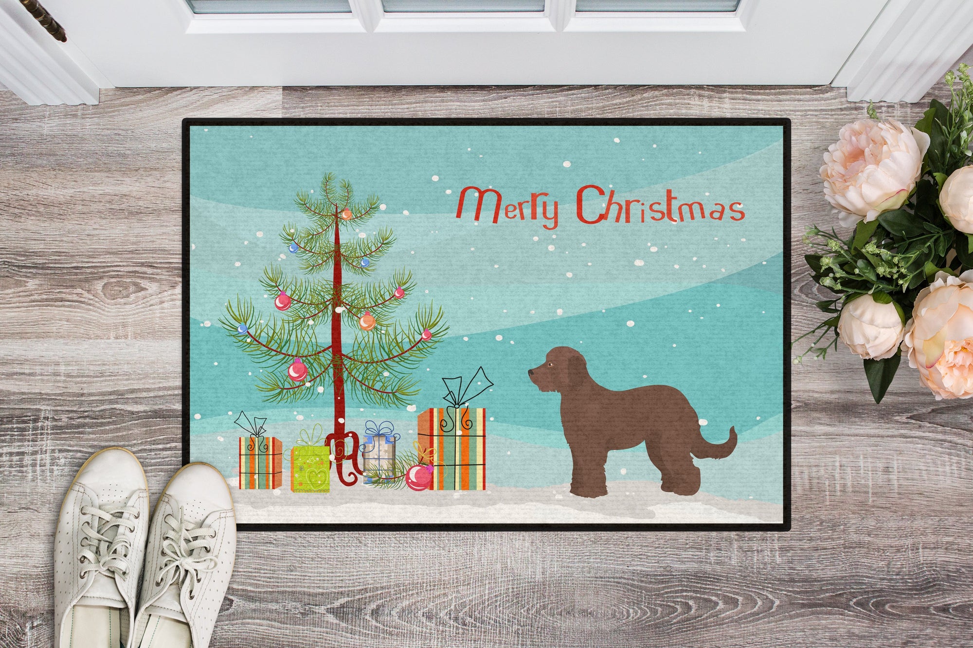 Brown Goldendoodle Christmas Tree Indoor or Outdoor Mat 24x36 CK3838JMAT by Caroline's Treasures