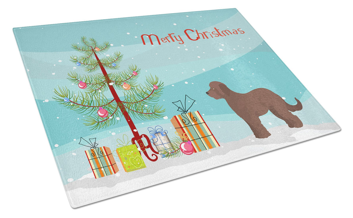 Brown Goldendoodle Christmas Tree Glass Cutting Board Large CK3838LCB by Caroline&#39;s Treasures
