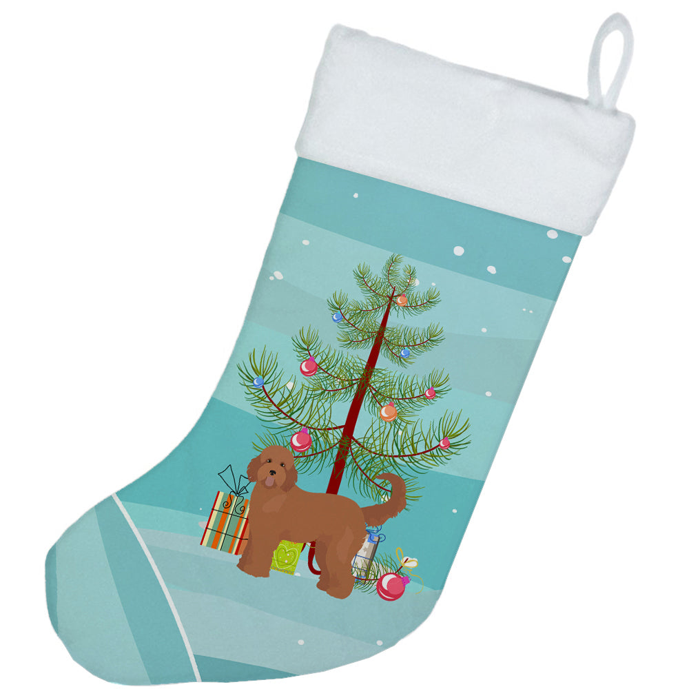 Caroline's Treasures Tan Goldendoodle Christmas Tree Christmas Stocking CK3839CS