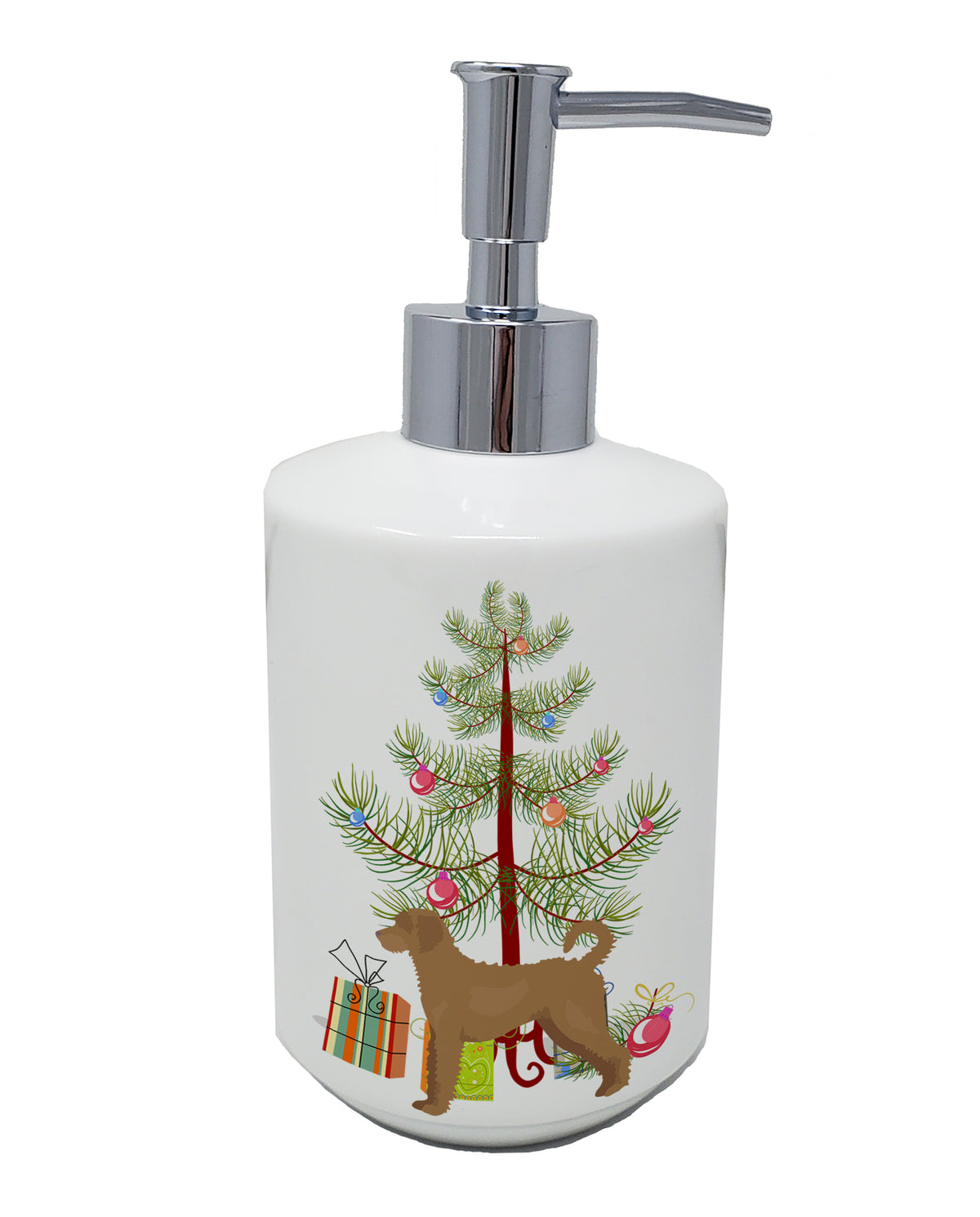 Buy this Tan Labradoodle Christmas Tree Ceramic Soap Dispenser
