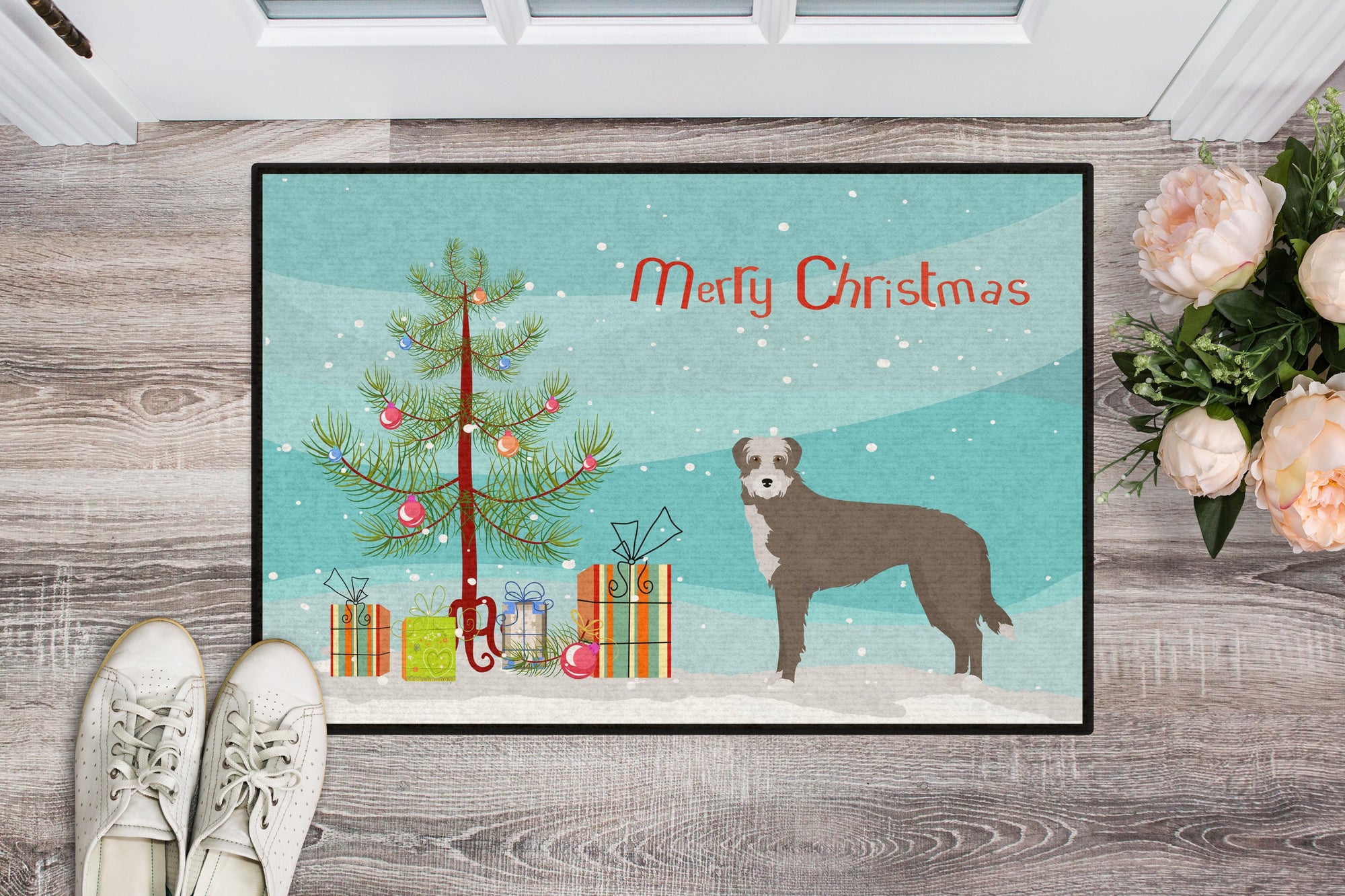 Lurcher #1 Christmas Tree Indoor or Outdoor Mat 24x36 CK3850JMAT by Caroline's Treasures