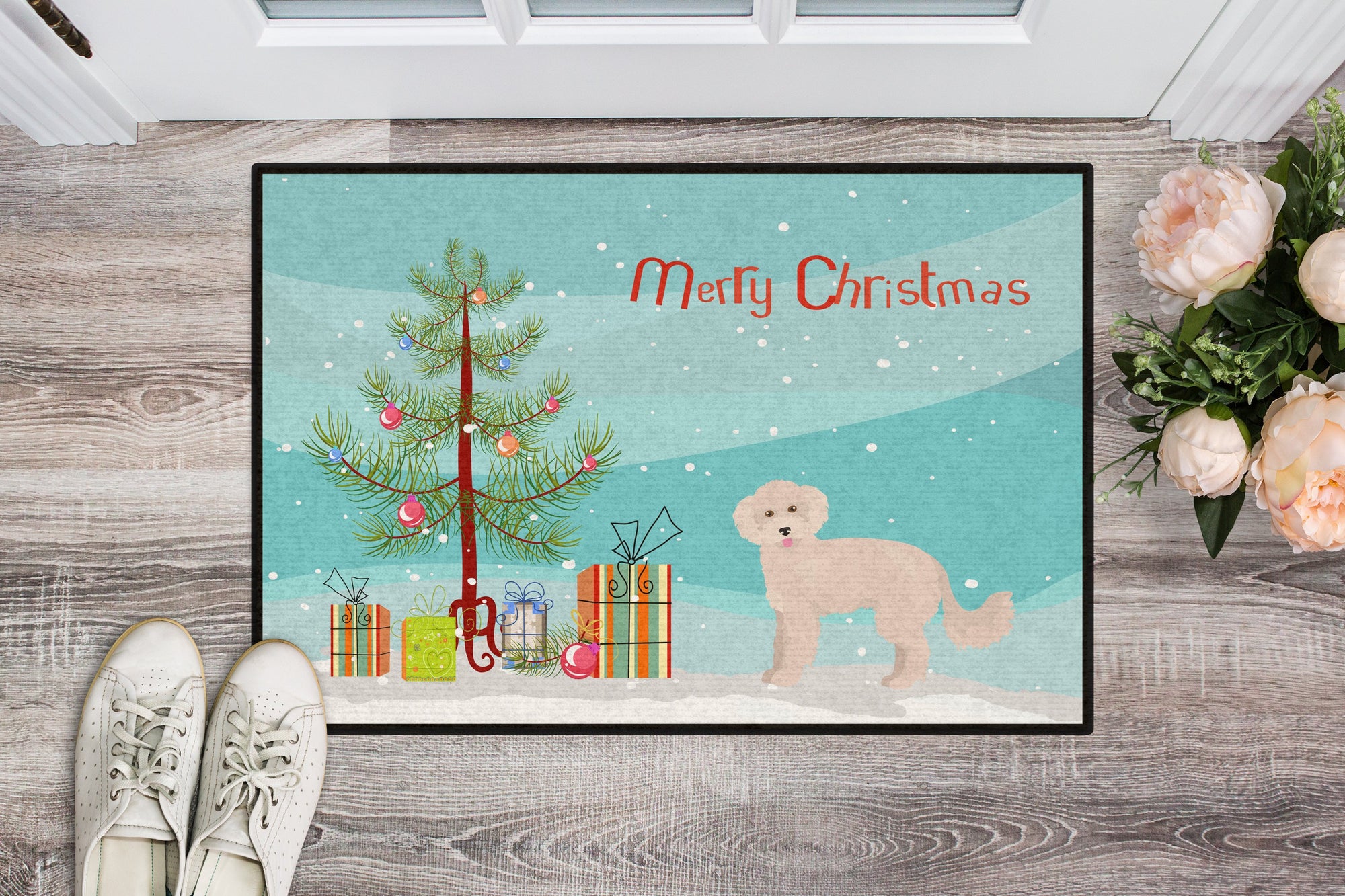 Maltipoo Christmas Tree Indoor or Outdoor Mat 24x36 CK3854JMAT by Caroline's Treasures
