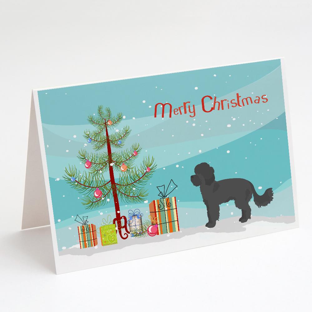 Buy this Black Maltipoo Christmas Tree Greeting Cards and Envelopes Pack of 8