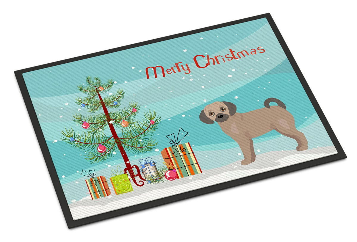 Fawn Puggle Christmas Tree Indoor or Outdoor Mat 24x36 CK3864JMAT by Caroline&#39;s Treasures