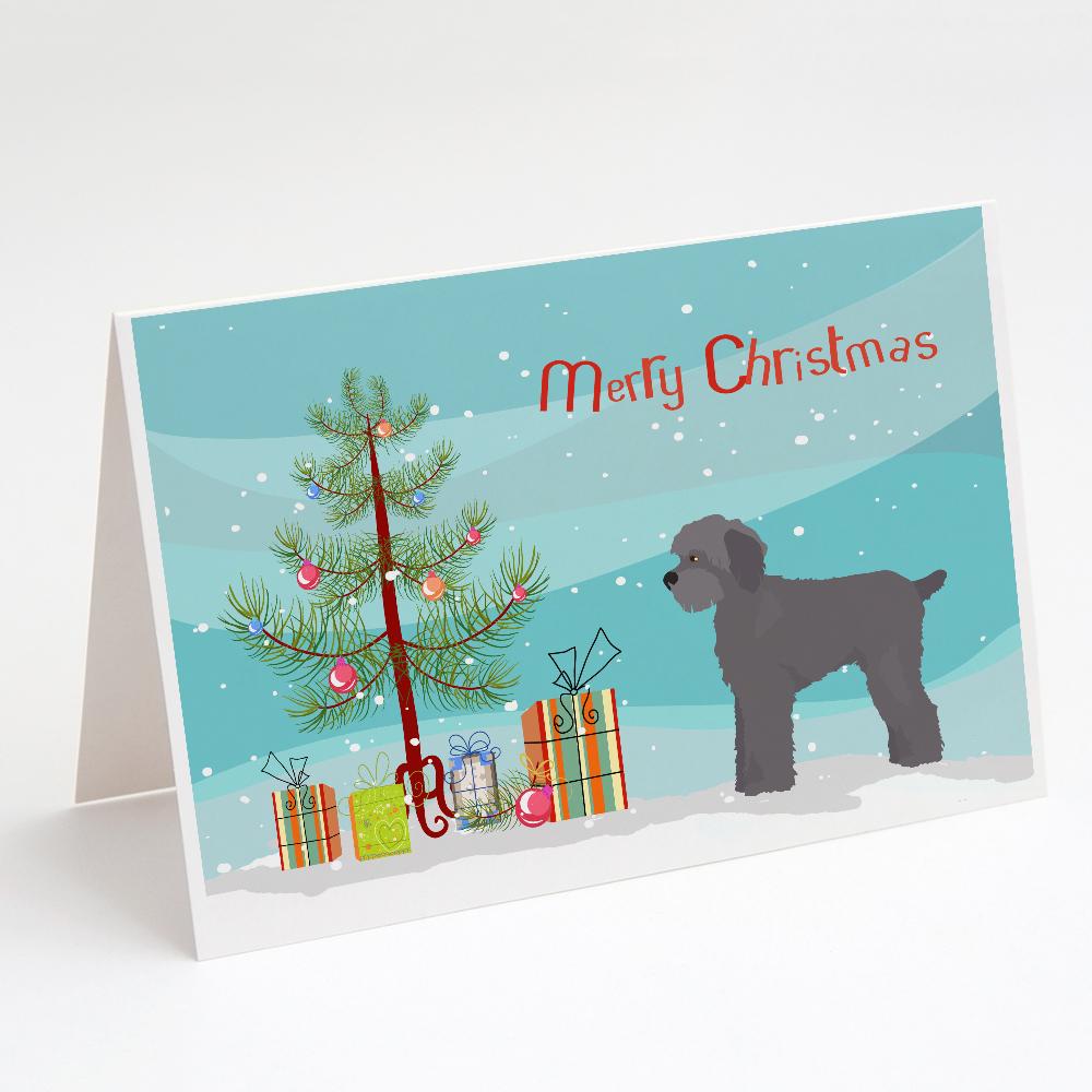 Buy this Grey Schnoodle Christmas Tree Greeting Cards and Envelopes Pack of 8
