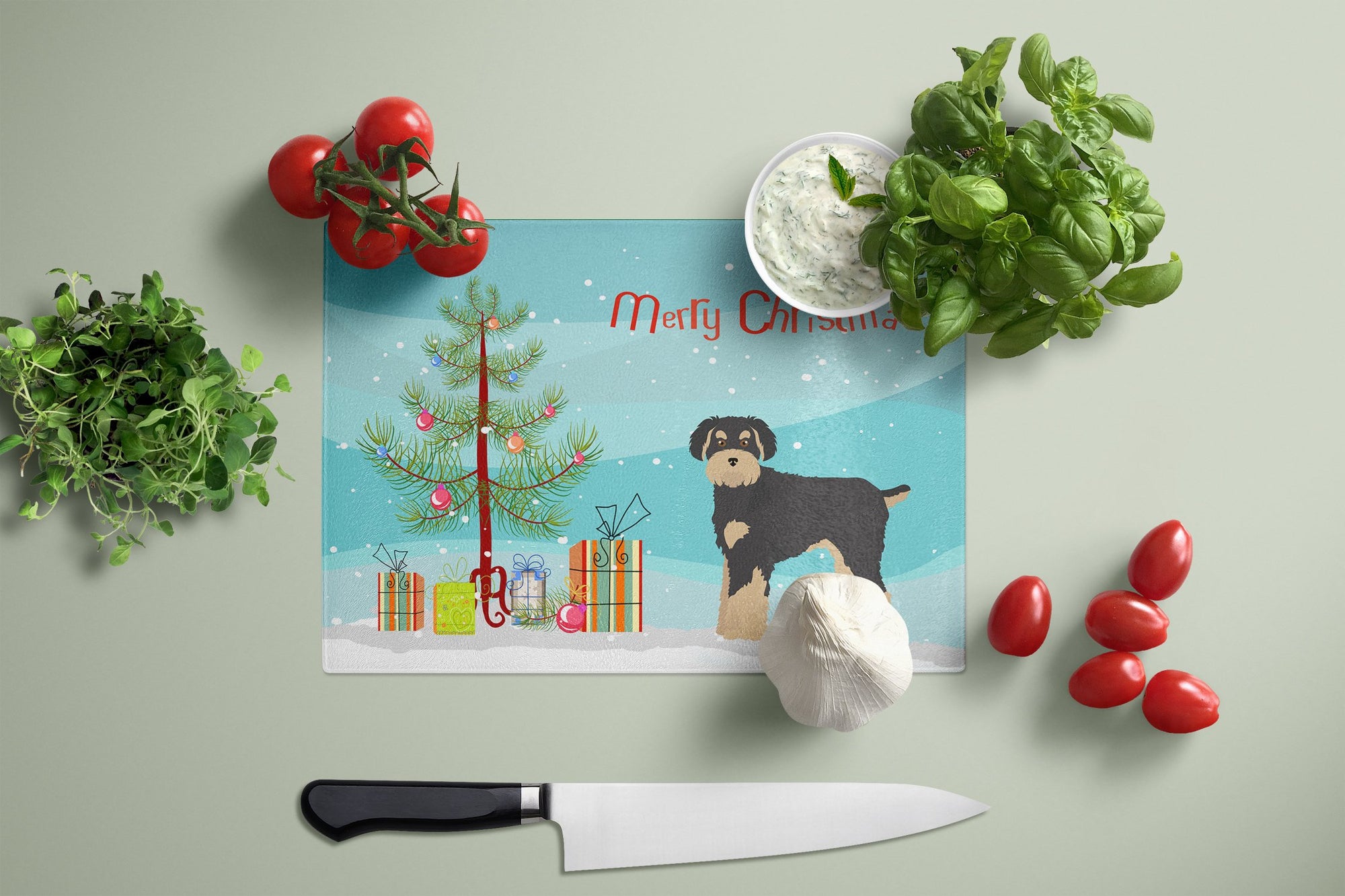 Schnoodle Christmas Tree Glass Cutting Board Large CK3866LCB by Caroline's Treasures