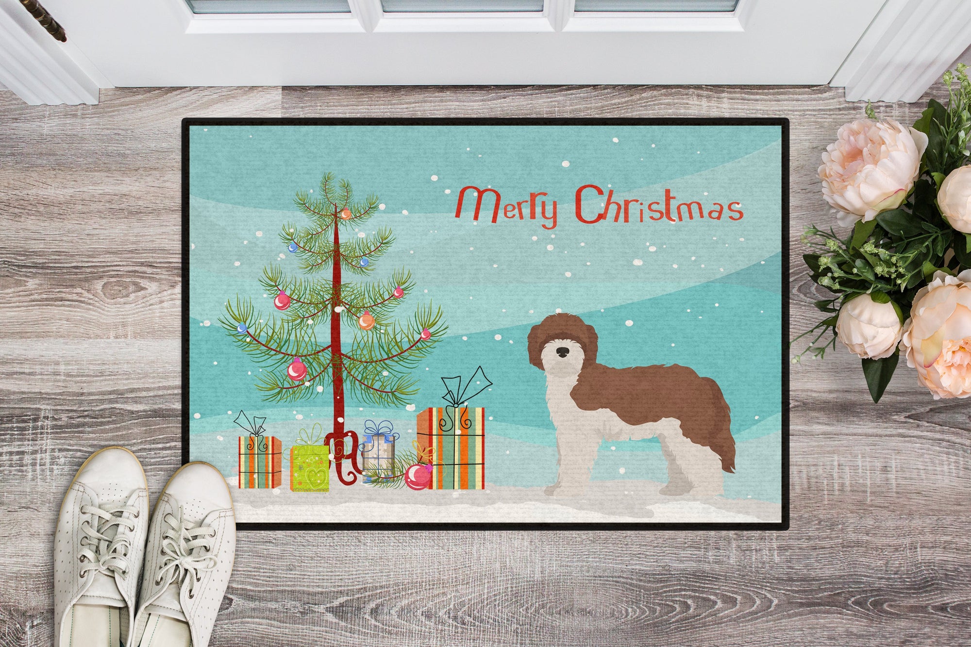 Sheepadoodle Christmas Tree Indoor or Outdoor Mat 24x36 CK3867JMAT by Caroline's Treasures