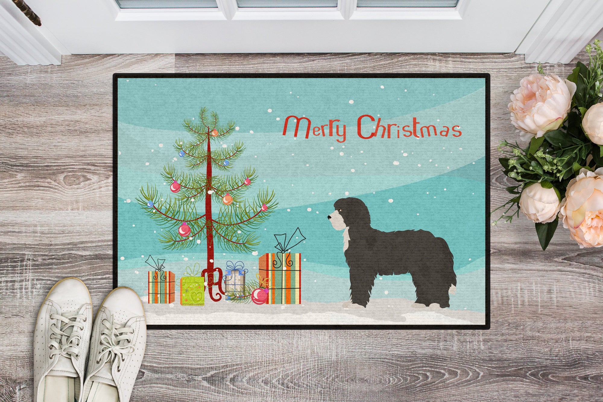 Black Sheepadoodle Christmas Tree Indoor or Outdoor Mat 24x36 CK3868JMAT by Caroline's Treasures