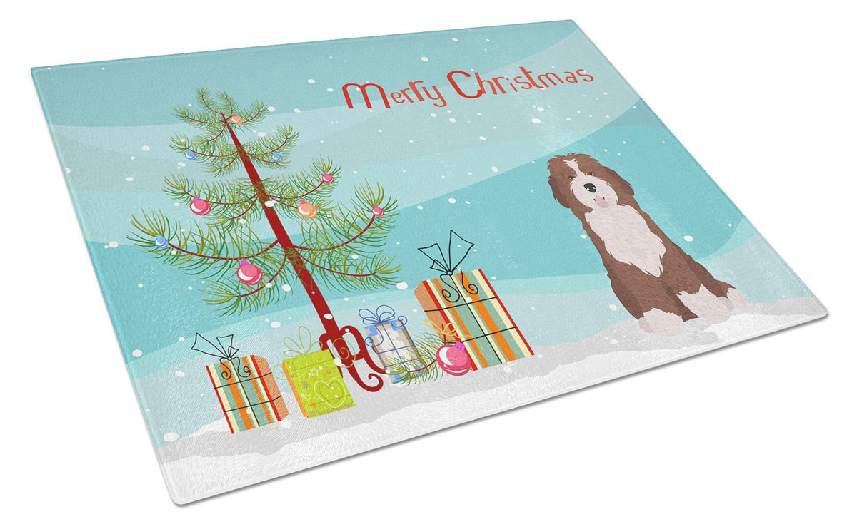 Bernedoodle #2 Christmas Tree Glass Cutting Board Large CK3886LCB by Caroline&#39;s Treasures