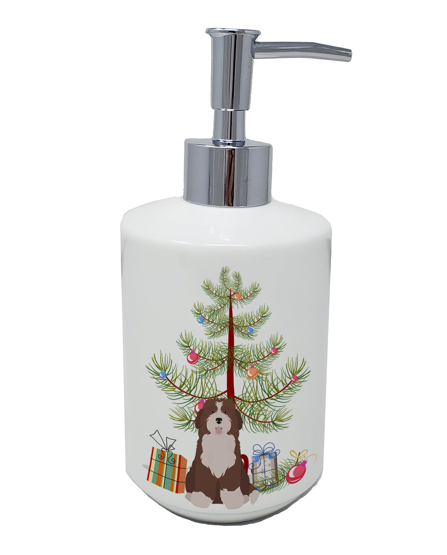 Buy this Bernedoodle #2 Christmas Tree Ceramic Soap Dispenser
