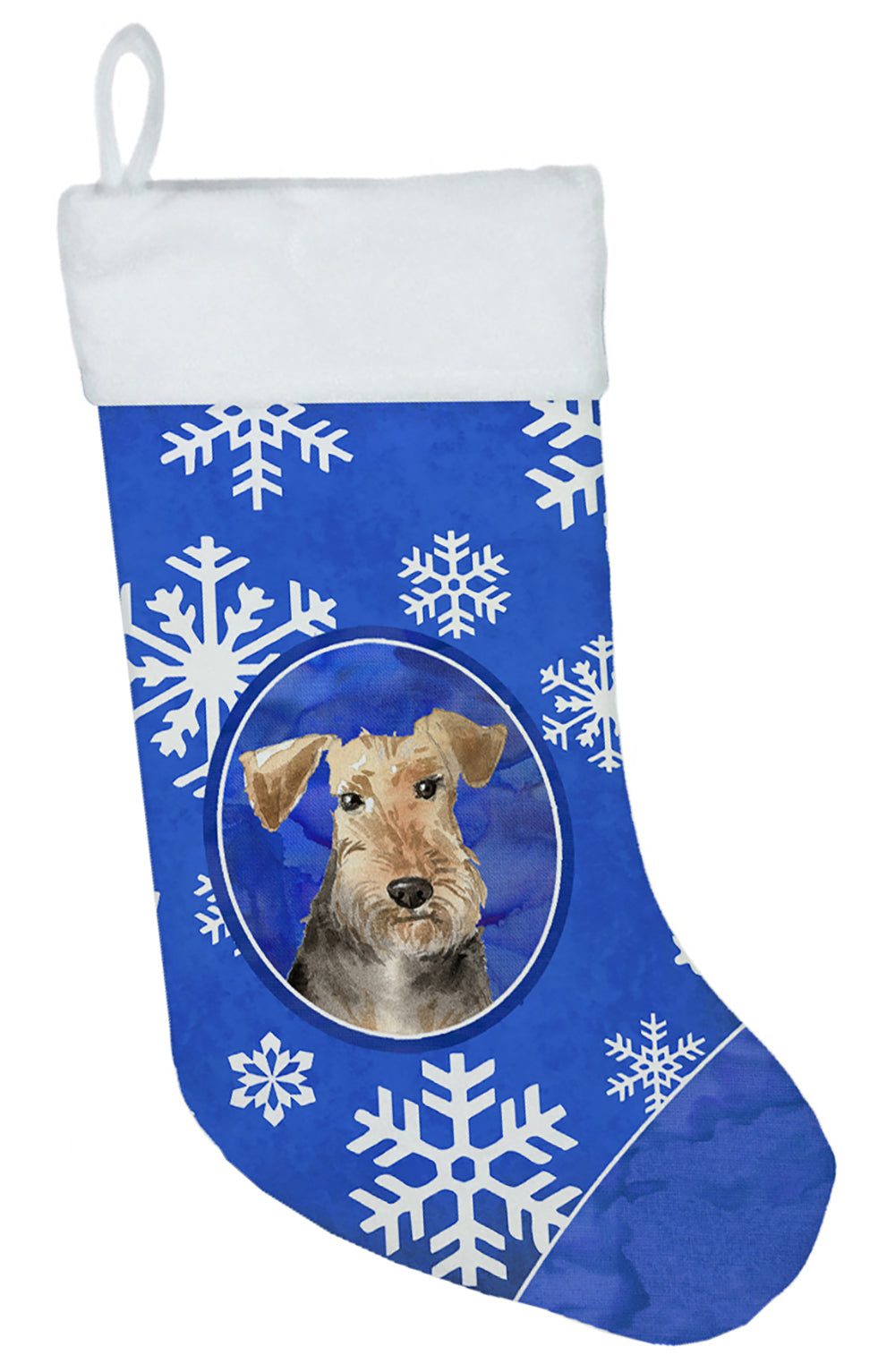 Airedale Terrier Winter Snowflakes Christmas Stocking CK3896CS  the-store.com.