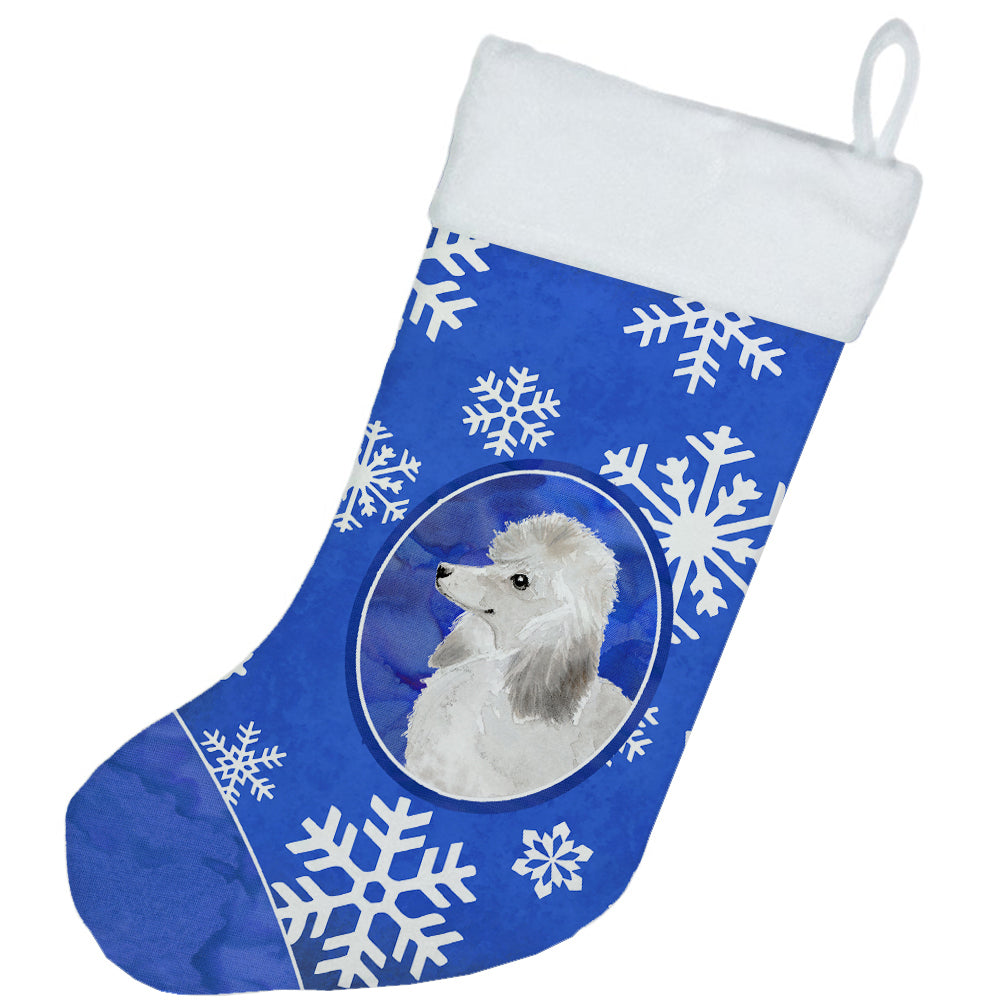 Winter Snowflakes Silver Poodle Christmas Stocking CK3958CS  the-store.com.
