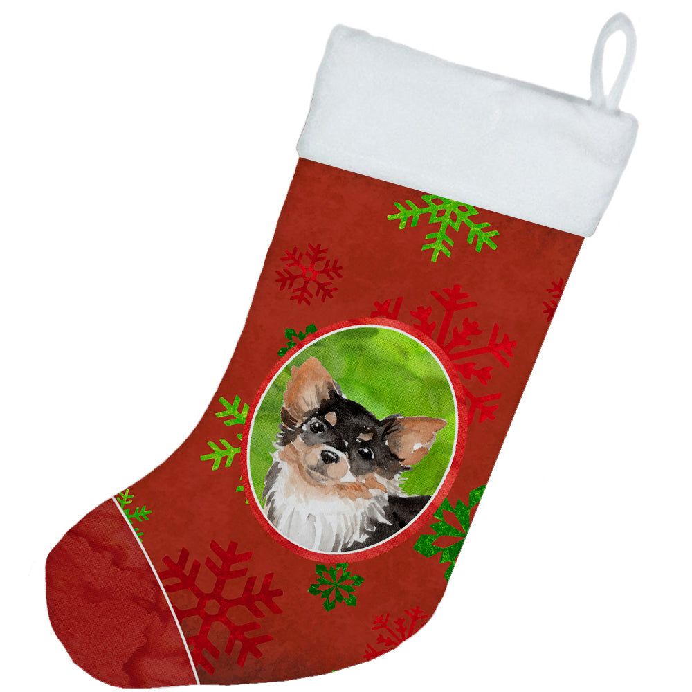 Christmas Snowflakes Long Haired Chihuahua Christmas Stocking CK3996CS  the-store.com.