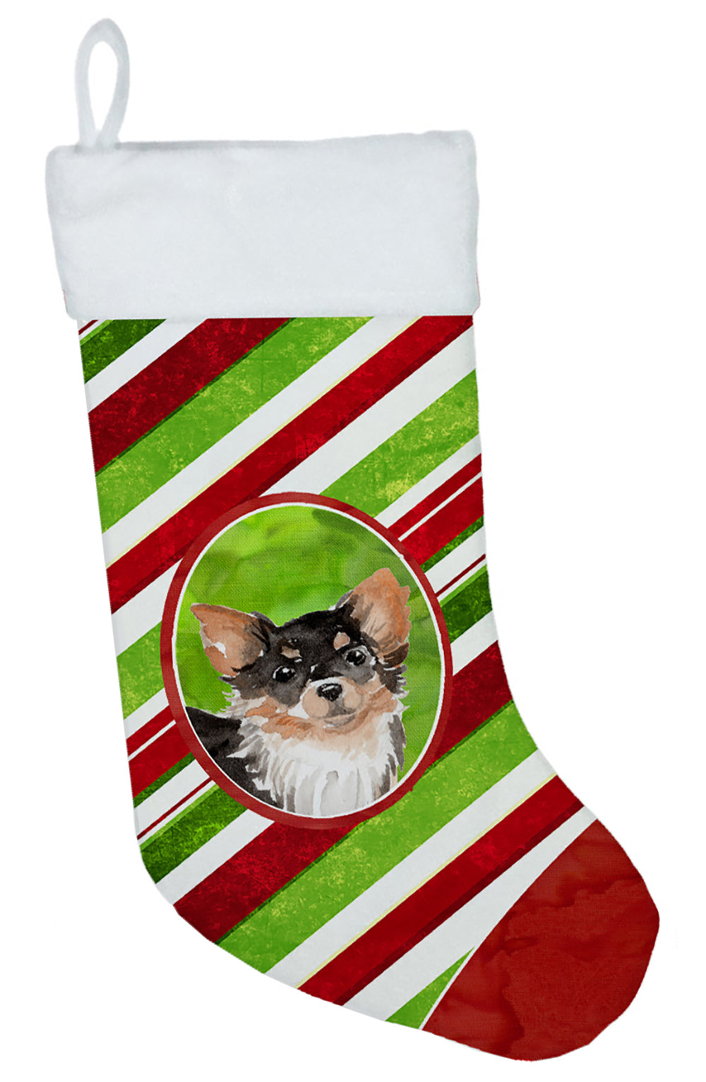 Christmas Snowflakes Long Haired Chihuahua Christmas Stocking CK4068CS  the-store.com.