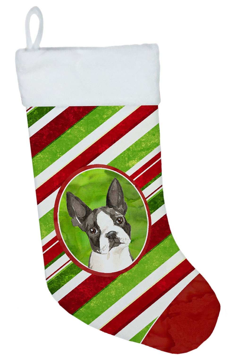 Boston Terrier Christmas Candy Stripe Christmas Stocking CK4104CS  the-store.com.