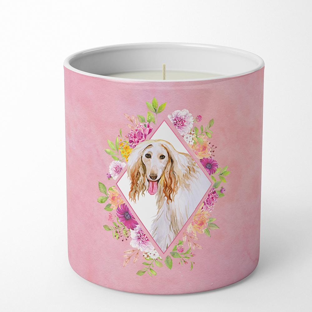 Afghan Hound Pink Flowers 10 oz Decorative Soy Candle CK4110CDL by Caroline&#39;s Treasures