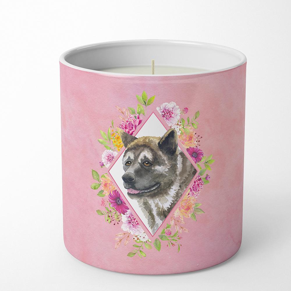 Akita Pink Flowers 10 oz Decorative Soy Candle CK4113CDL by Caroline&#39;s Treasures
