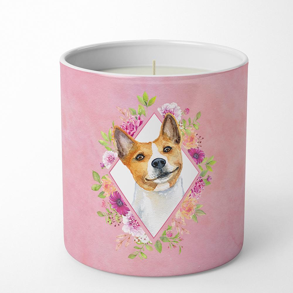 Basenji Pink Flowers 10 oz Decorative Soy Candle CK4115CDL by Caroline&#39;s Treasures