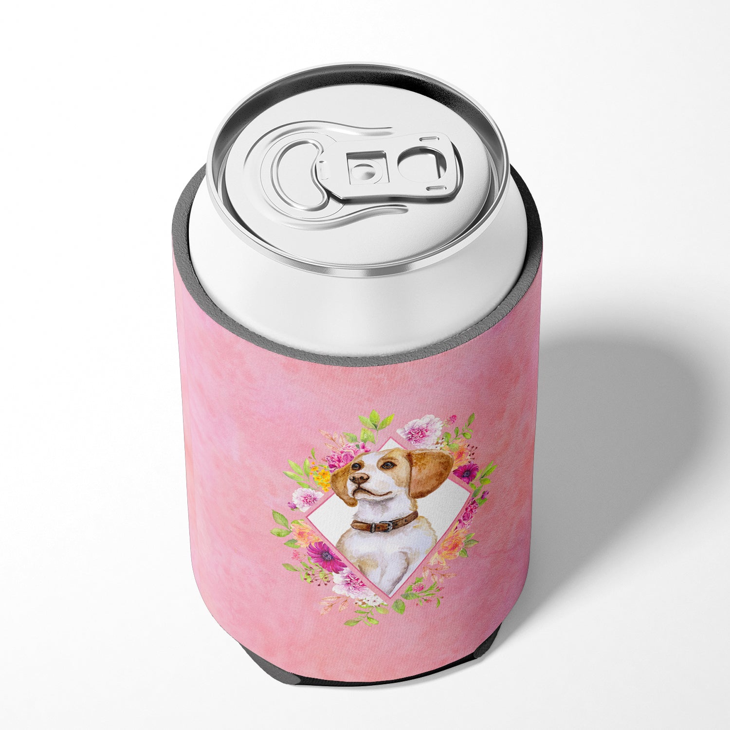 Beagle Pink Flowers Can or Bottle Hugger CK4117CC  the-store.com.