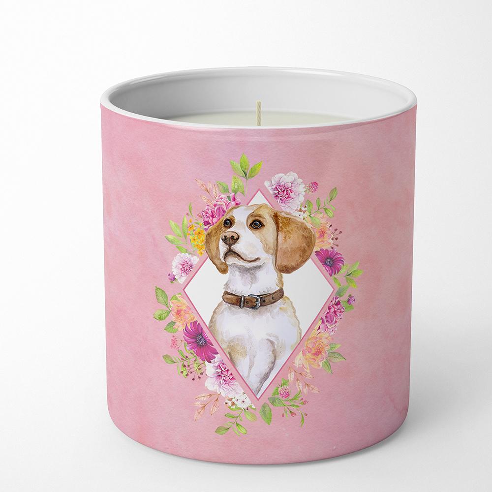 Beagle Pink Flowers 10 oz Decorative Soy Candle CK4117CDL by Caroline&#39;s Treasures