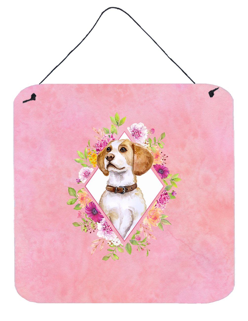 Beagle Pink Flowers Wall or Door Hanging Prints CK4117DS66 by Caroline&#39;s Treasures