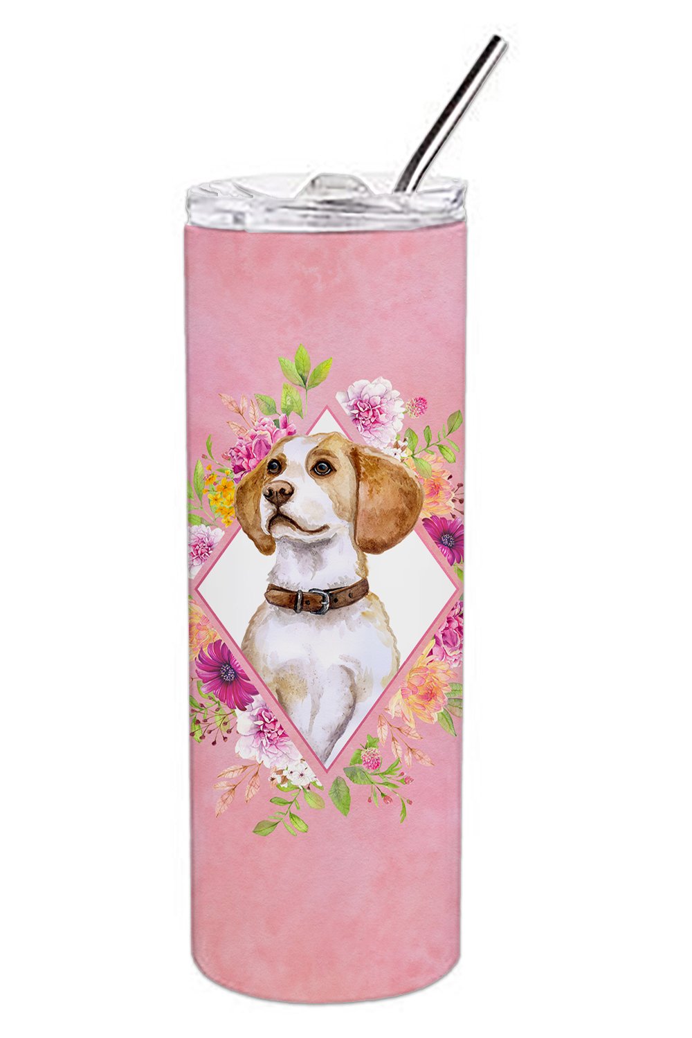 Beagle Pink Flowers Double Walled Stainless Steel 20 oz Skinny Tumbler CK4117TBL20 by Caroline&#39;s Treasures