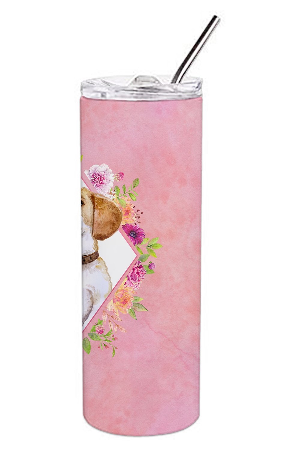 Beagle Pink Flowers Double Walled Stainless Steel 20 oz Skinny Tumbler CK4117TBL20 by Caroline's Treasures