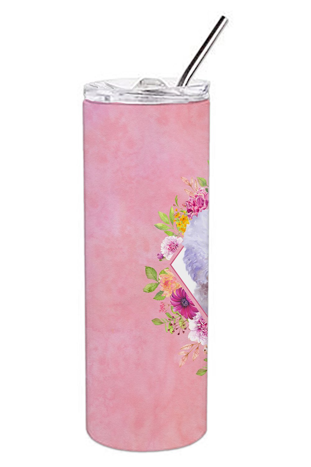 Bichon Frisé #2 Pink Flowers Double Walled Stainless Steel 20 oz Skinny Tumbler CK4120TBL20 by Caroline's Treasures