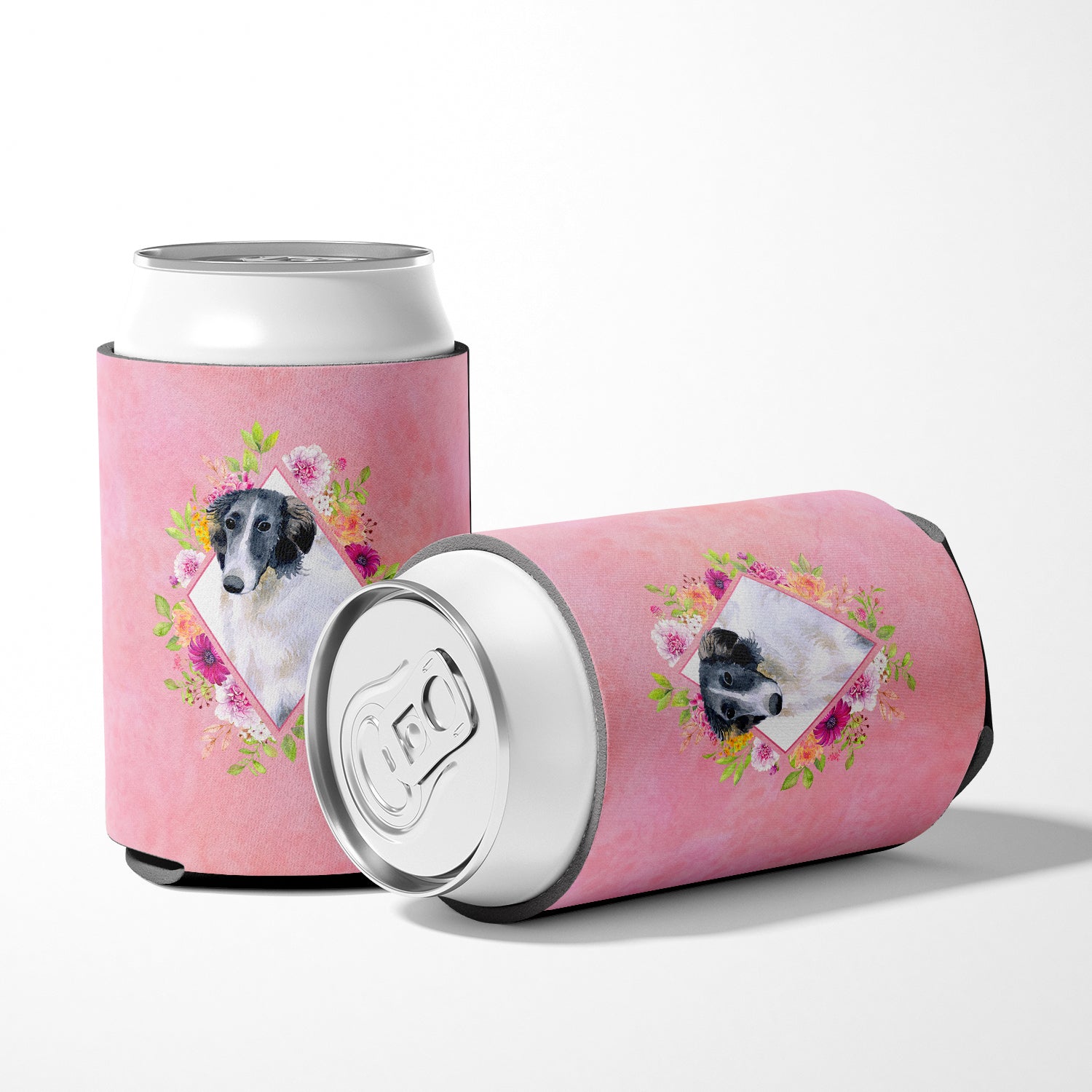 Borzoi Pink Flowers Can or Bottle Hugger CK4122CC  the-store.com.