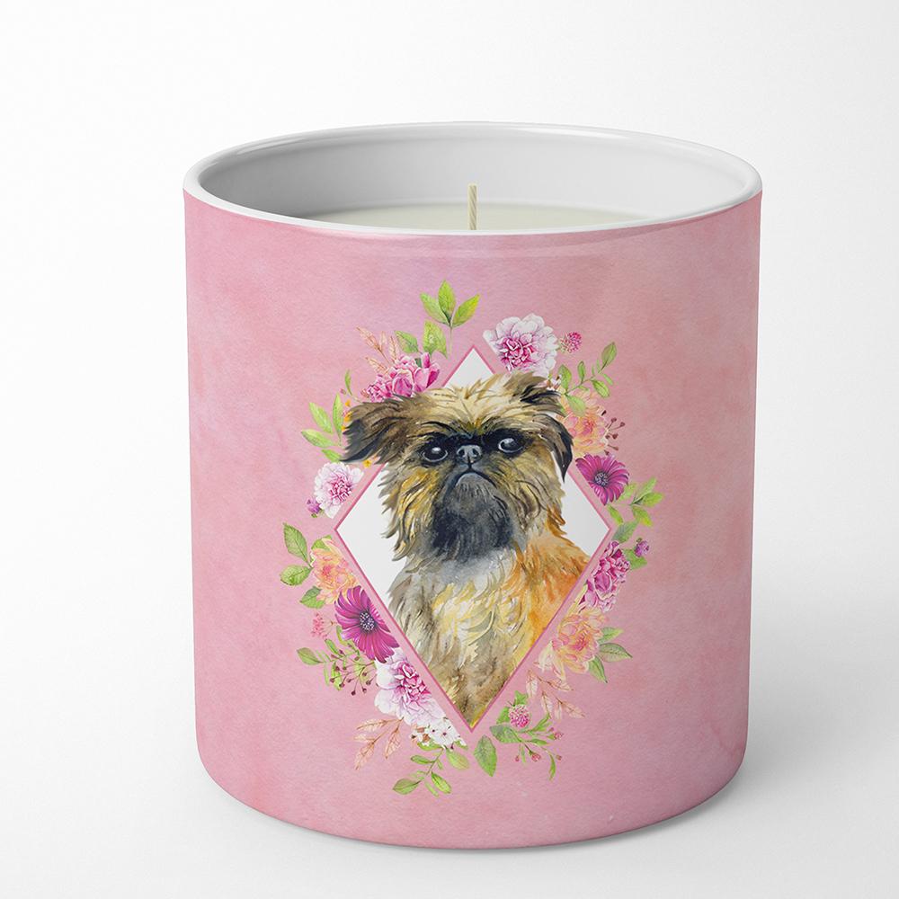 Brussels Griffon Pink Flowers 10 oz Decorative Soy Candle CK4123CDL by Caroline&#39;s Treasures