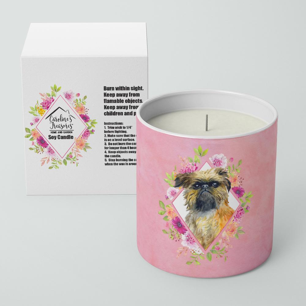 Brussels Griffon Pink Flowers 10 oz Decorative Soy Candle CK4123CDL by Caroline's Treasures