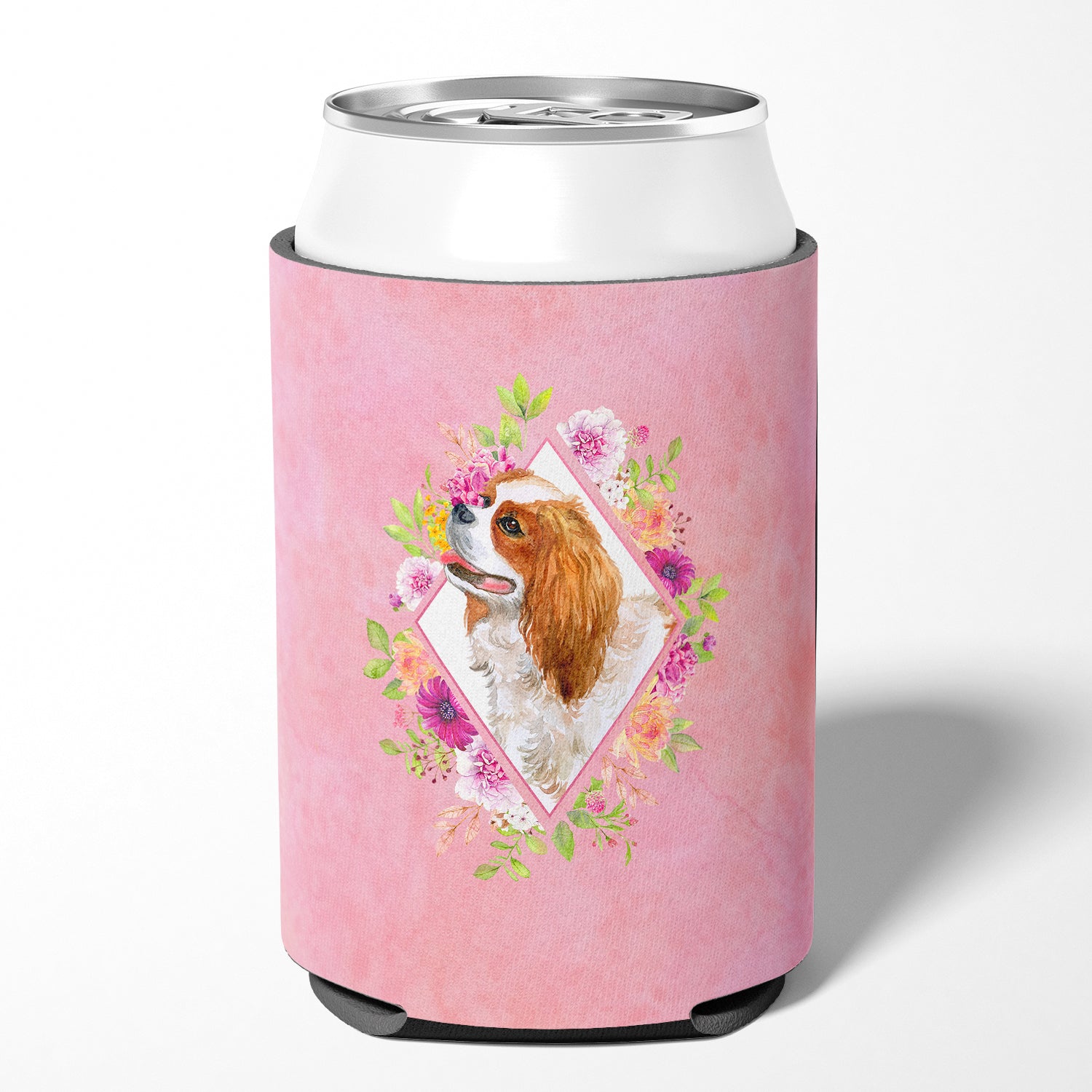 Cavalier King Charles Spaniel Pink Flowers Can or Bottle Hugger CK4126CC  the-store.com.