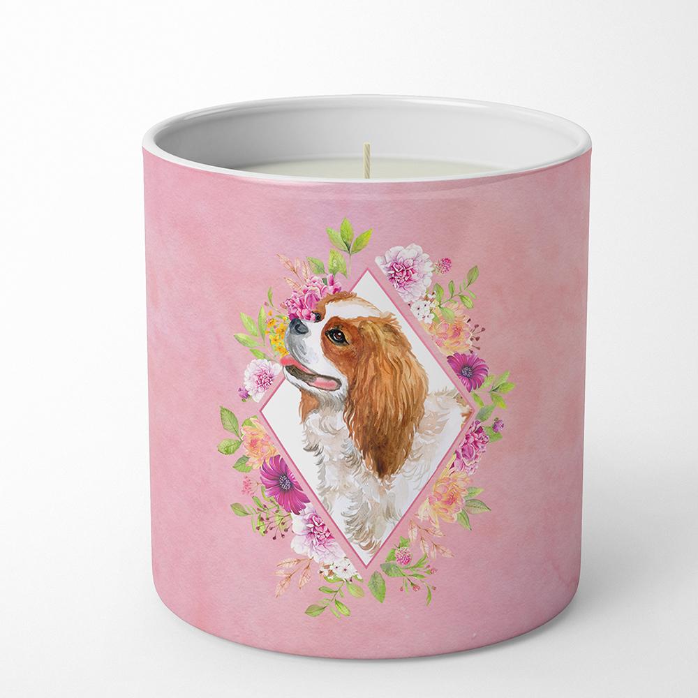 Cavalier King Charles Spaniel Pink Flowers 10 oz Decorative Soy Candle CK4126CDL by Caroline&#39;s Treasures