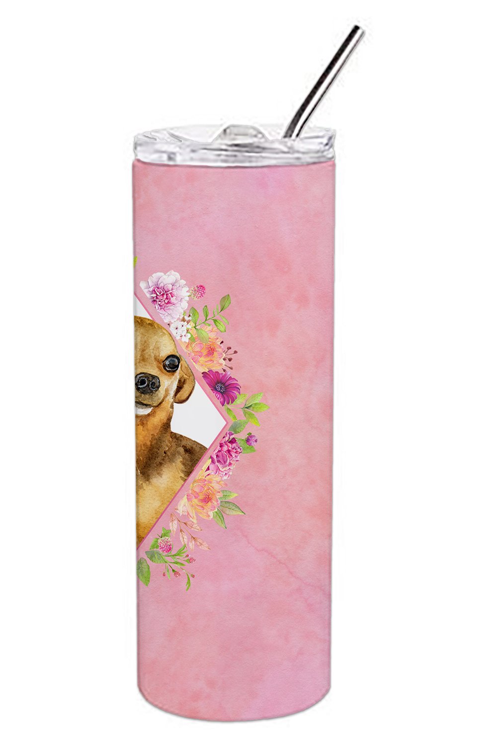 Chihuahua #1 Pink Flowers Double Walled Stainless Steel 20 oz Skinny Tumbler CK4128TBL20 by Caroline's Treasures