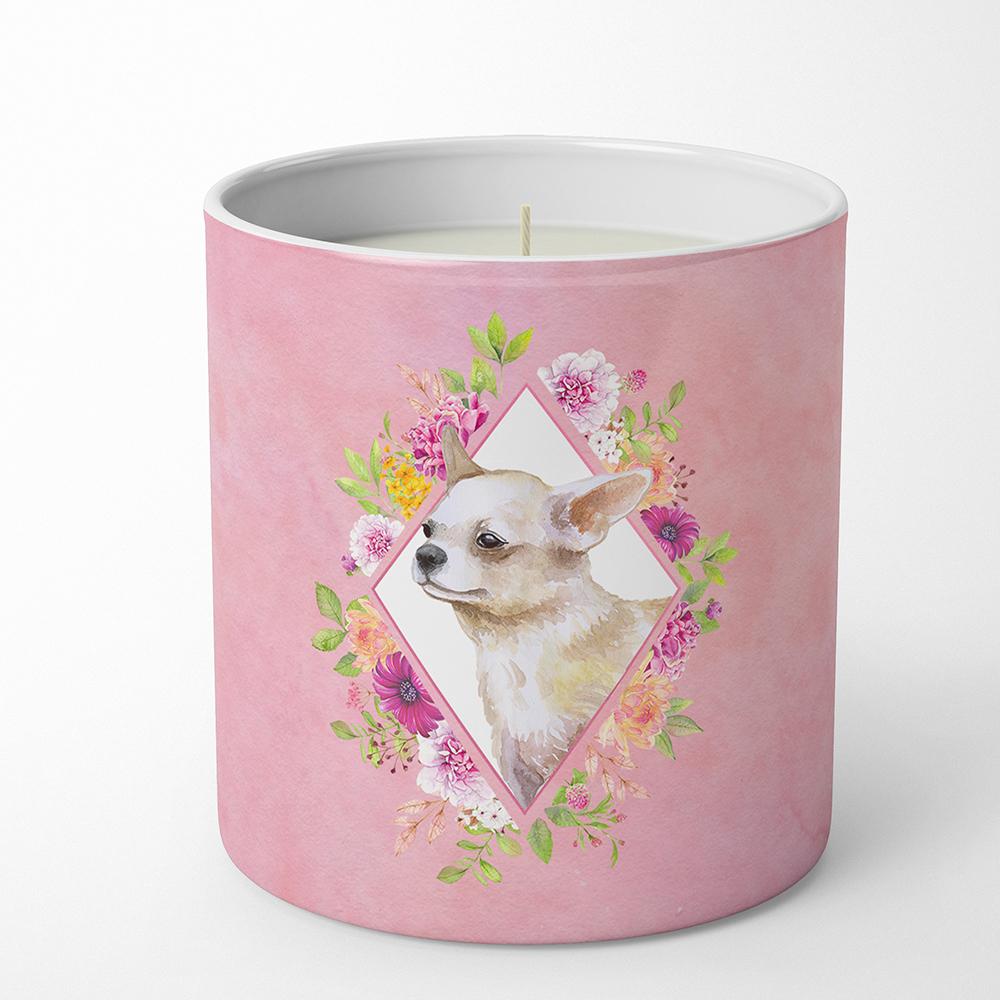 Chihuahua #2 Pink Flowers 10 oz Decorative Soy Candle CK4129CDL by Caroline's Treasures
