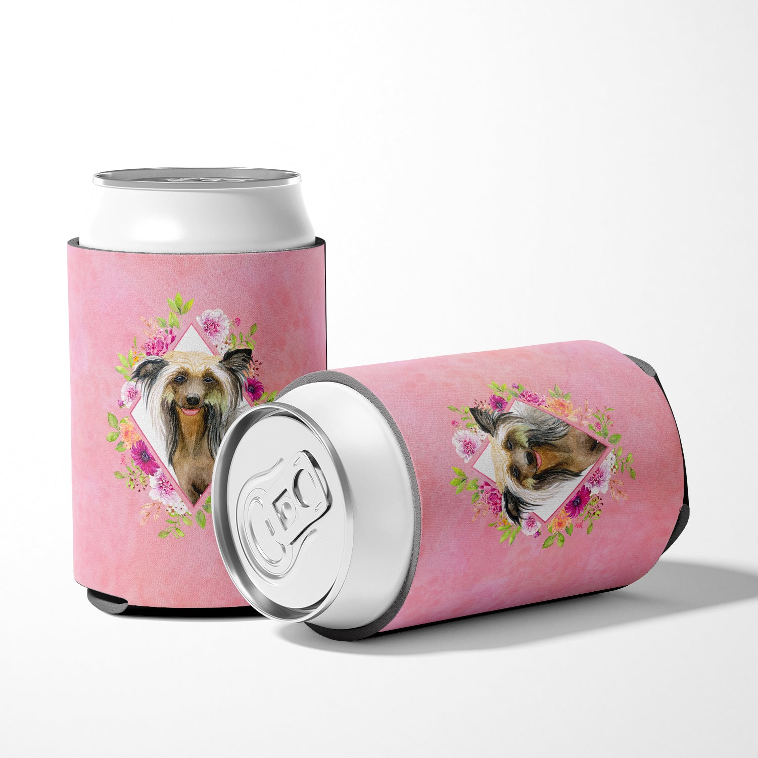 Chinese Crested Pink Flowers Can or Bottle Hugger CK4130CC