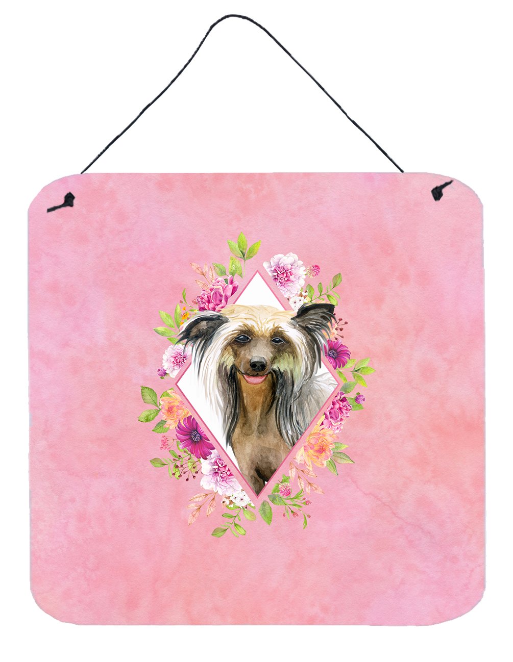 Chinese Crested Pink Flowers Wall or Door Hanging Prints CK4130DS66 by Caroline&#39;s Treasures