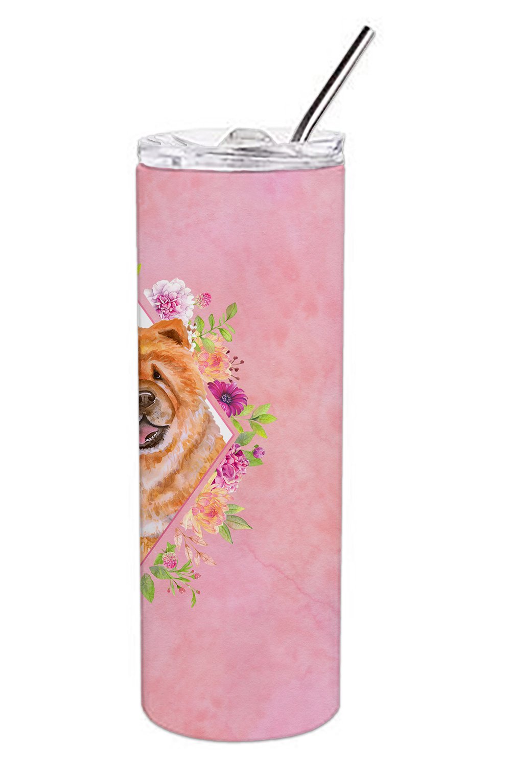 Chow Chow #1 Pink Flowers Double Walled Stainless Steel 20 oz Skinny Tumbler CK4131TBL20 by Caroline's Treasures