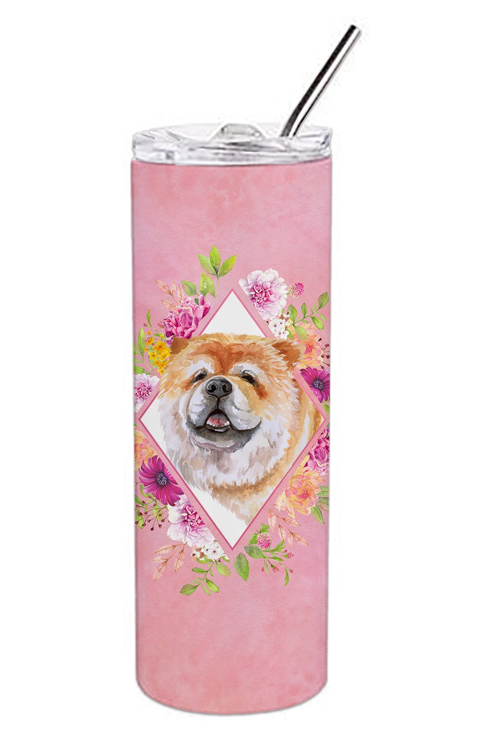 Chow Chow #2 Pink Flowers Double Walled Stainless Steel 20 oz Skinny Tumbler CK4132TBL20 by Caroline&#39;s Treasures