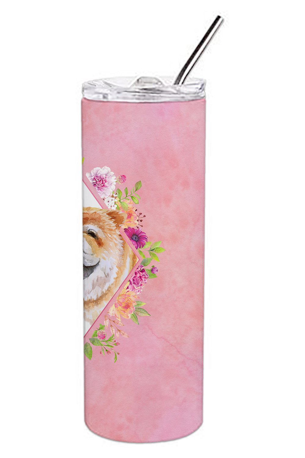 Chow Chow #2 Pink Flowers Double Walled Stainless Steel 20 oz Skinny Tumbler CK4132TBL20 by Caroline's Treasures