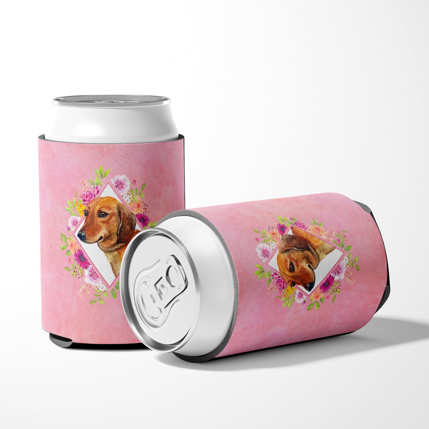 Dachshund Red #1 Pink Flowers Can or Bottle Hugger CK4134CC