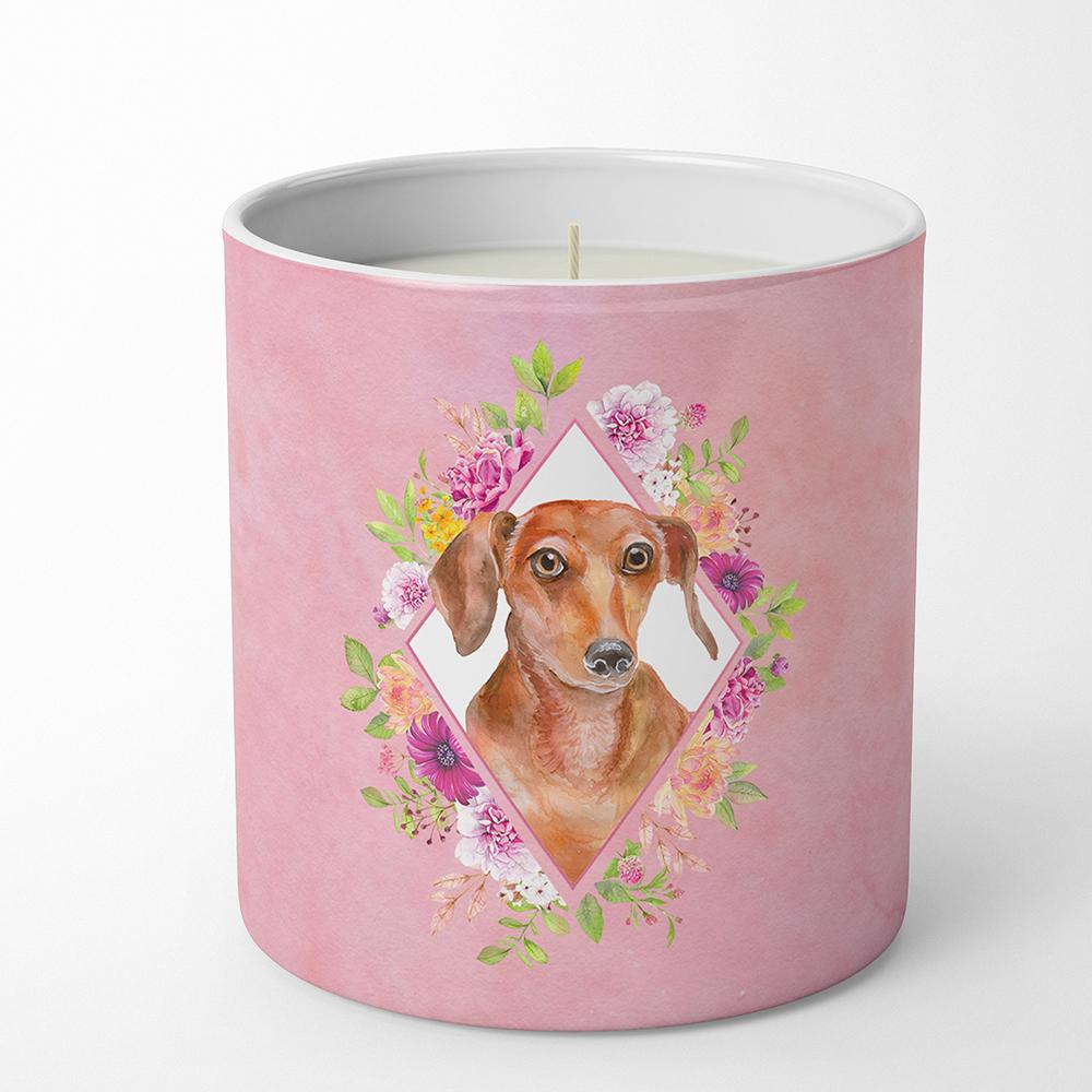 Dachshund Red #2 Pink Flowers 10 oz Decorative Soy Candle CK4135CDL by Caroline&#39;s Treasures