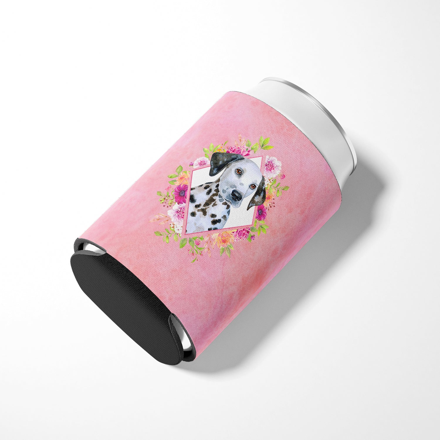 Dalmatian Puppy Pink Flowers Can or Bottle Hugger CK4136CC