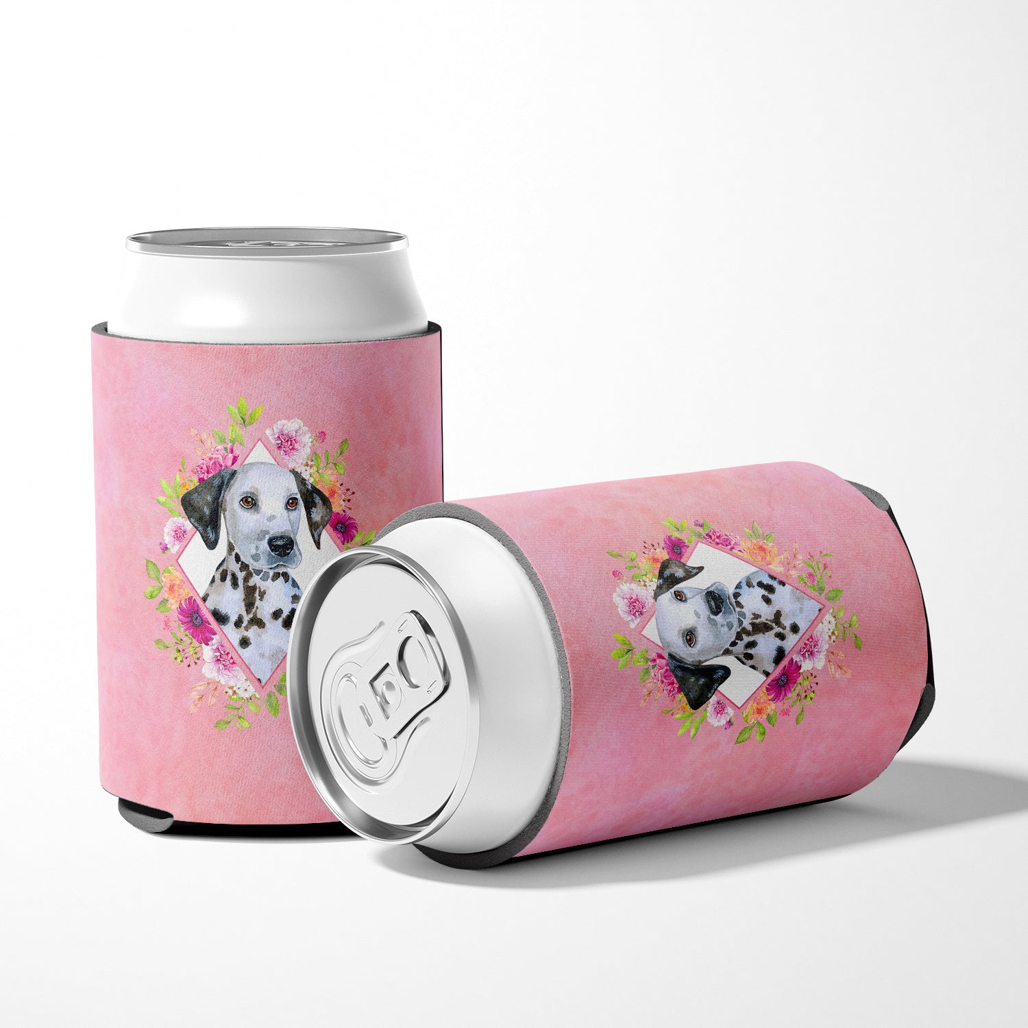 Dalmatian Puppy Pink Flowers Can or Bottle Hugger CK4136CC  the-store.com.