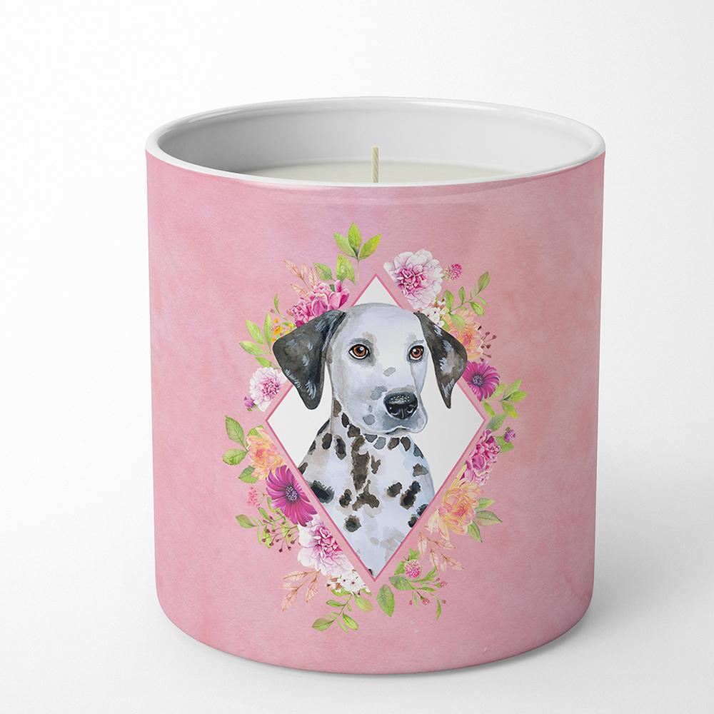 Dalmatian Puppy Pink Flowers 10 oz Decorative Soy Candle CK4136CDL by Caroline&#39;s Treasures
